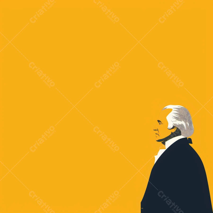 Retrato de George Washington fundo amarelo
