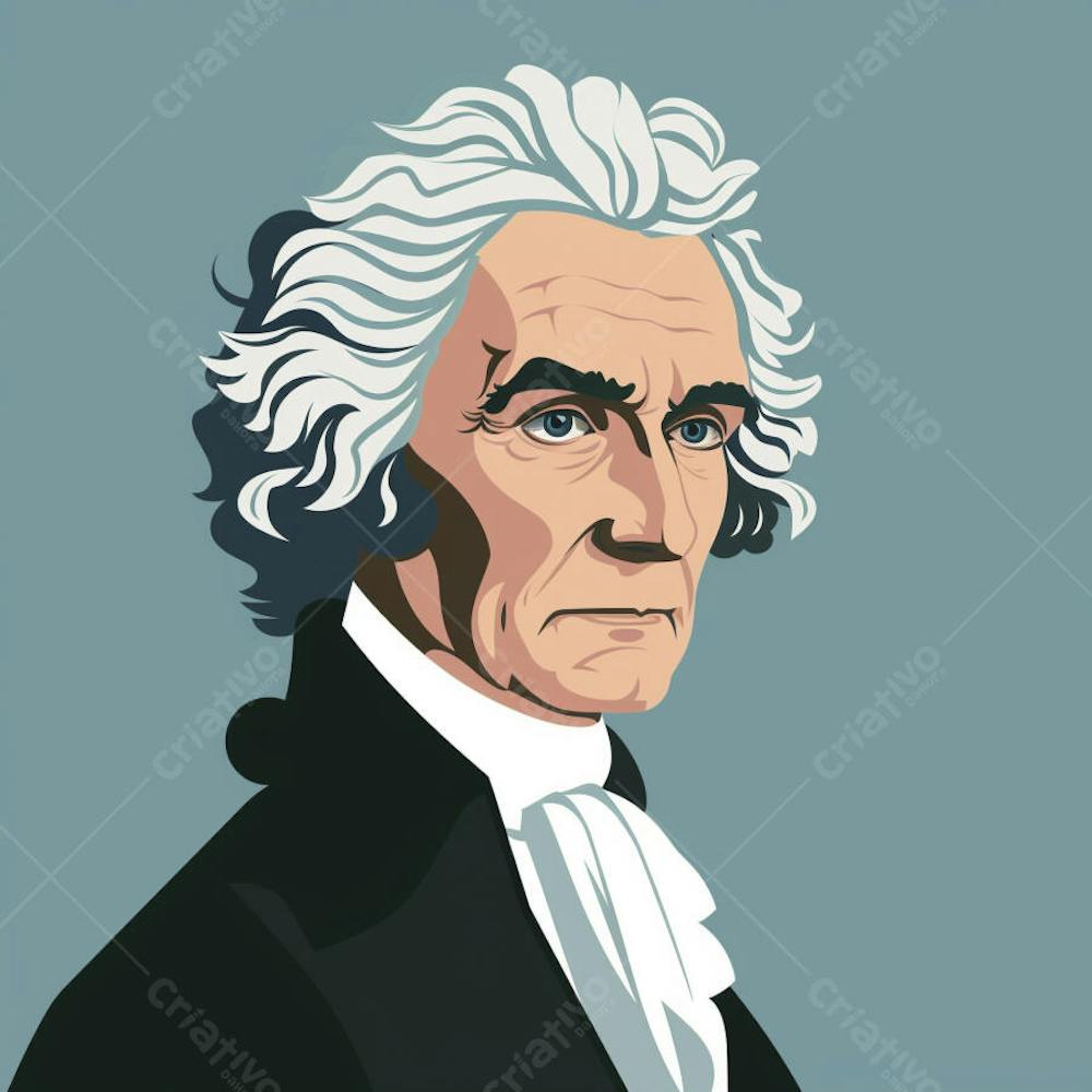 Retrato estilizado de Thomas Jefferson em arte vetorial
