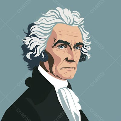 Retrato estilizado de Thomas Jefferson em arte vetorial