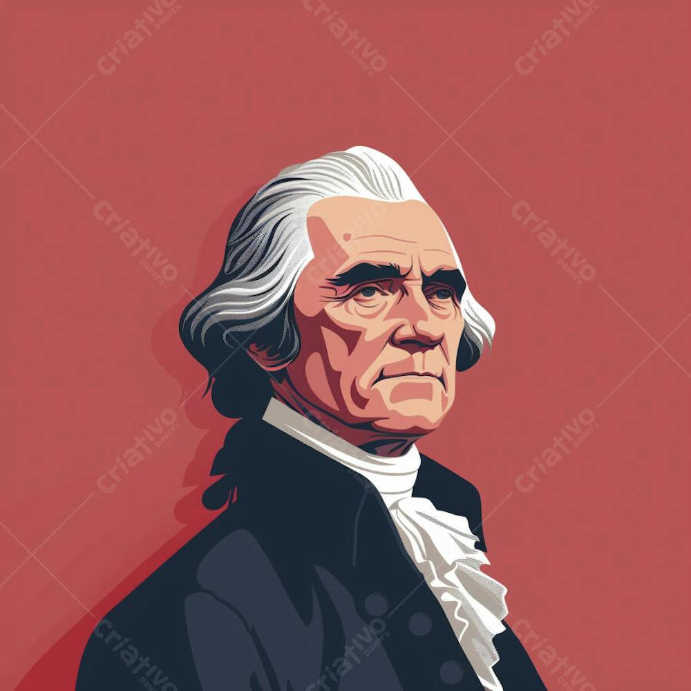 Retrato estilizado de Thomas Jefferson em arte vetorial