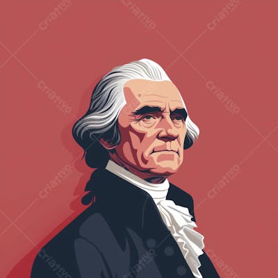 Retrato estilizado de Thomas Jefferson em arte vetorial