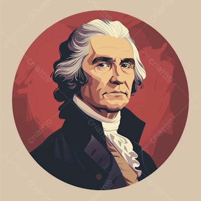 Retrato estilizado de Thomas Jefferson em arte vetorial