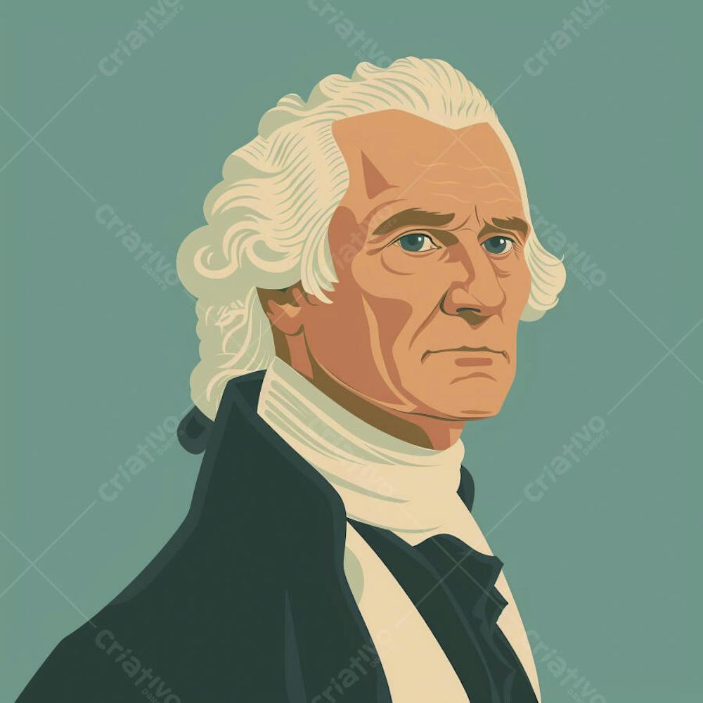 Retrato estilizado de Thomas Jefferson em arte vetorial