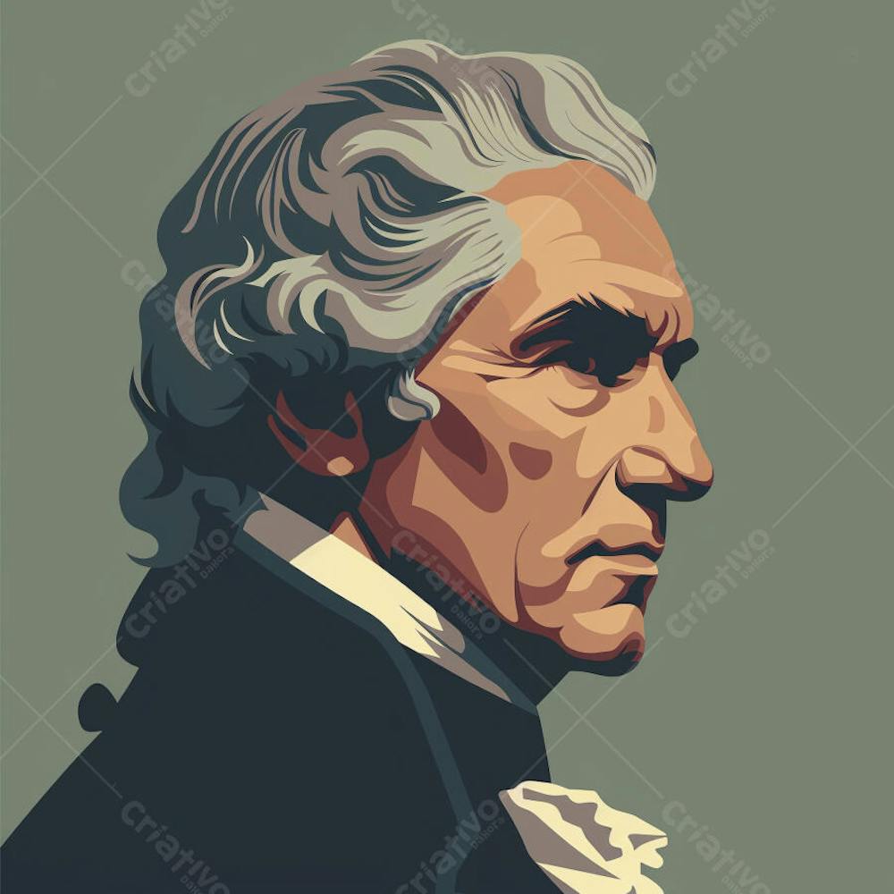 Retrato estilizado de Thomas Jefferson em arte vetorial