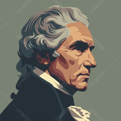Retrato estilizado de Thomas Jefferson em arte vetorial