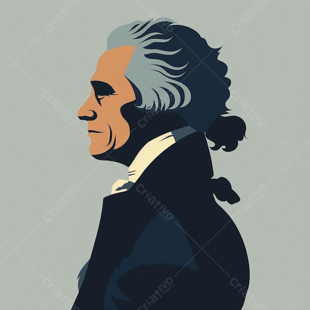 Retrato estilizado de Thomas Jefferson em arte vetorial