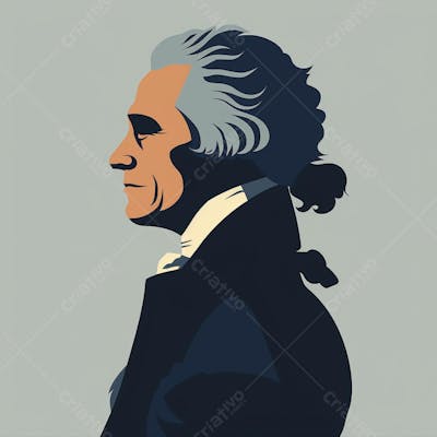 Retrato estilizado de Thomas Jefferson em arte vetorial