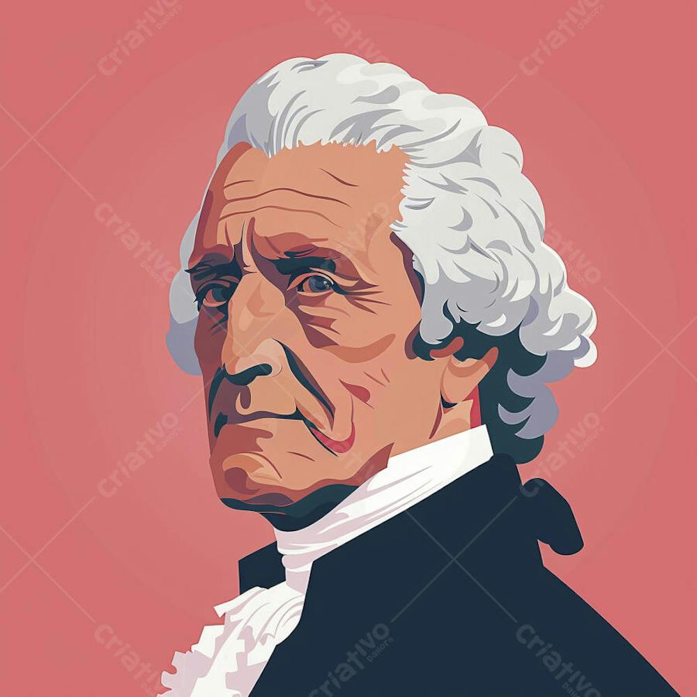 Retrato estilizado de Thomas Jefferson em arte vetorial