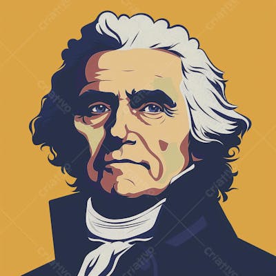 Retrato estilizado de Thomas Jefferson em arte vetorial