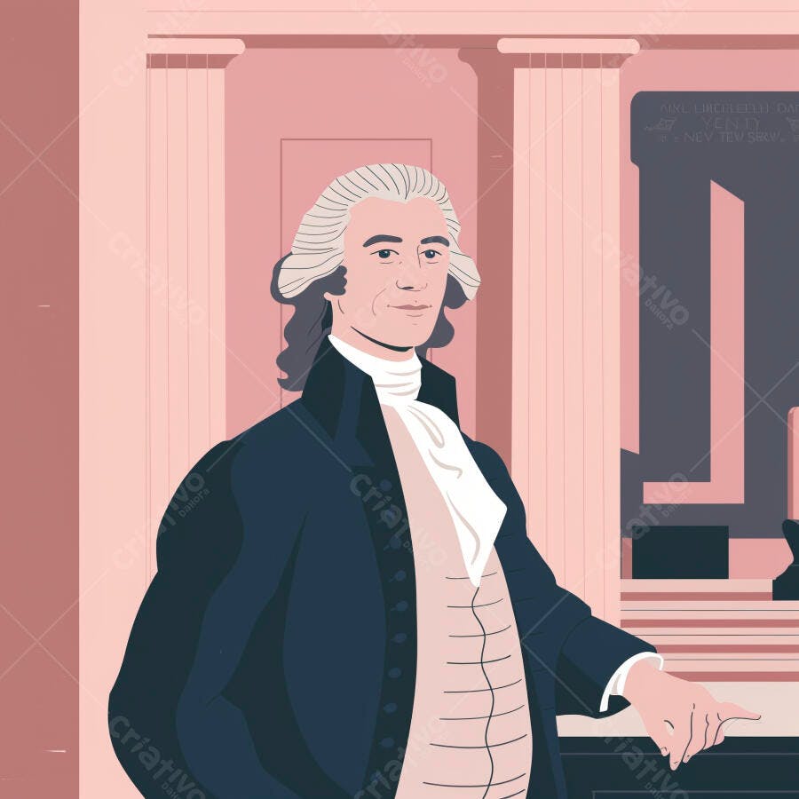 Retrato de Alexander Hamilton em tons pastel