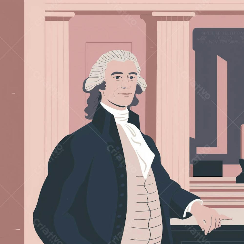 Retrato estilizado de Thomas Jefferson em arte vetorial