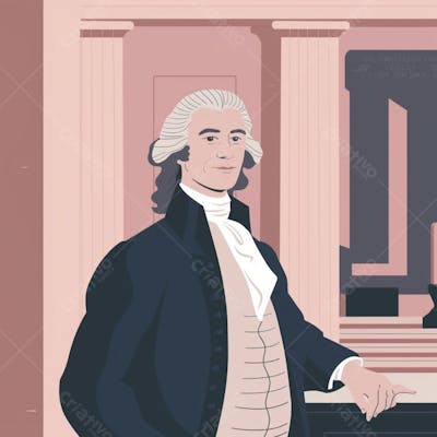 Retrato estilizado de Thomas Jefferson em arte vetorial