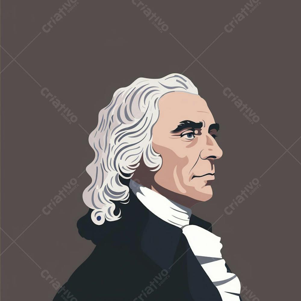 Retrato estilizado de Thomas Jefferson em arte vetorial