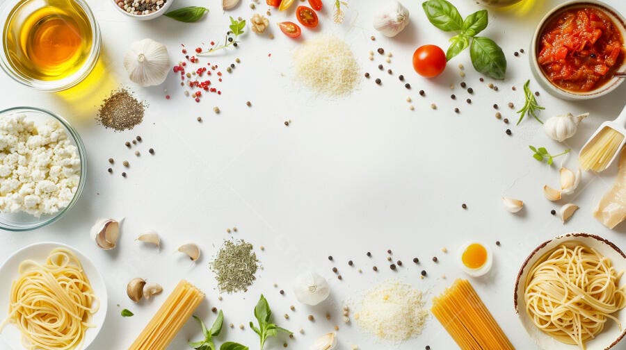 Ingredientes para receita italiana de pasta