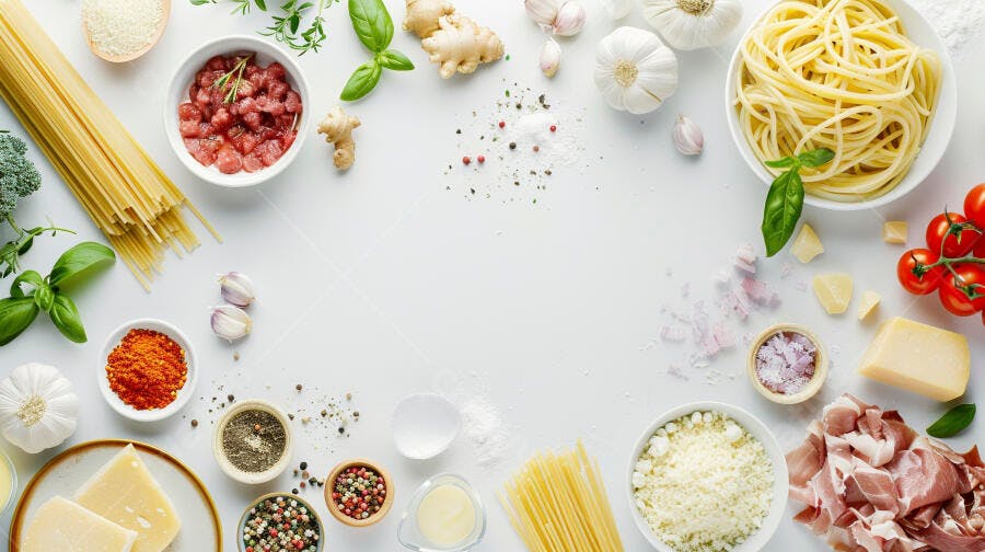 Ingredientes para um delicioso prato de massa