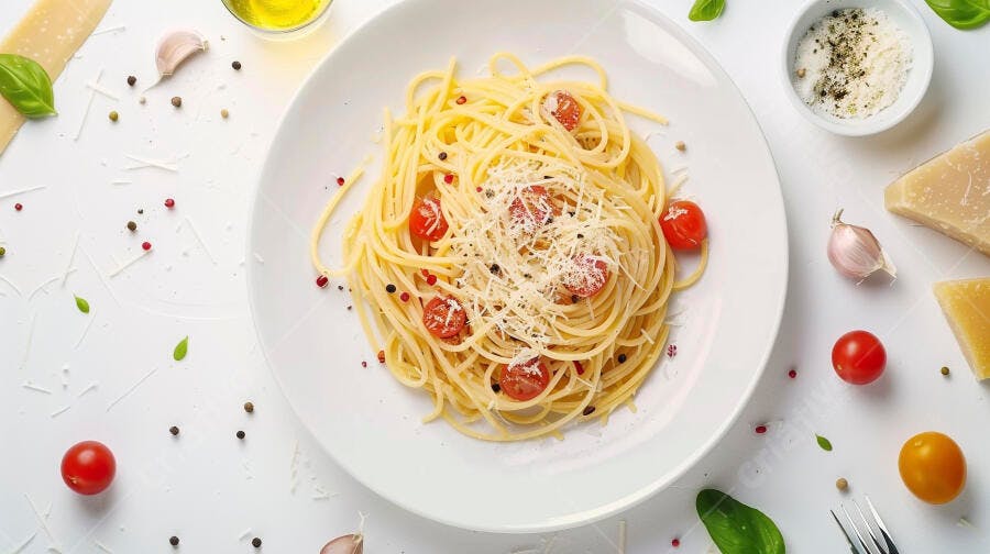 Espaguete com Tomates Cereja e Parmesão