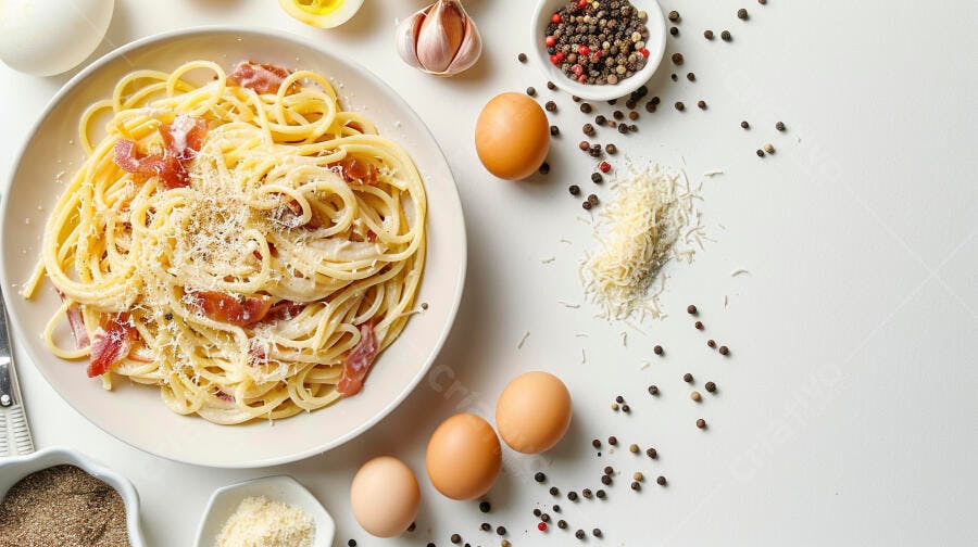 Prato de Spaghetti Carbonara ingredientes