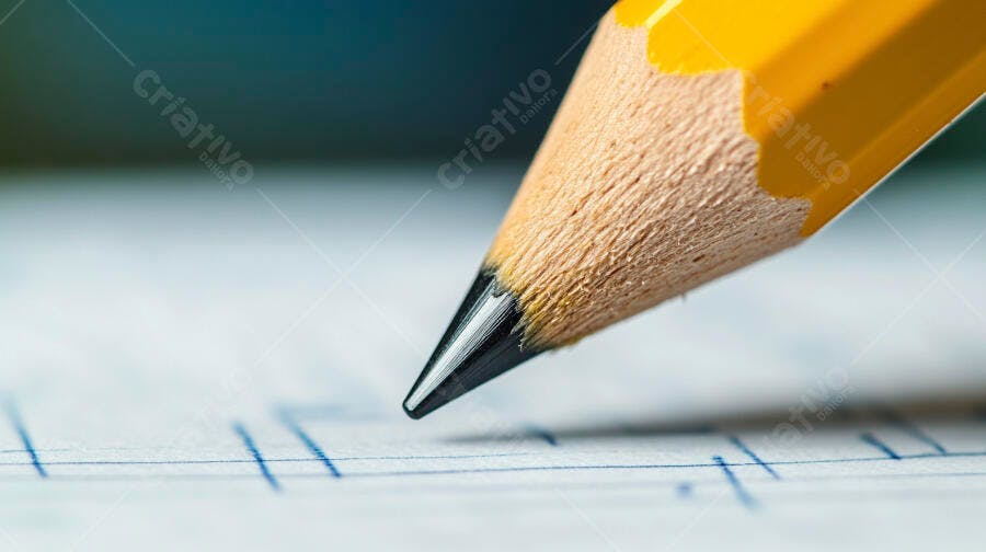 Lápis Amarelo sobre Papel Linhado