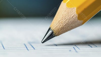Close-up de um lápis escrevendo em papel com foco suave
