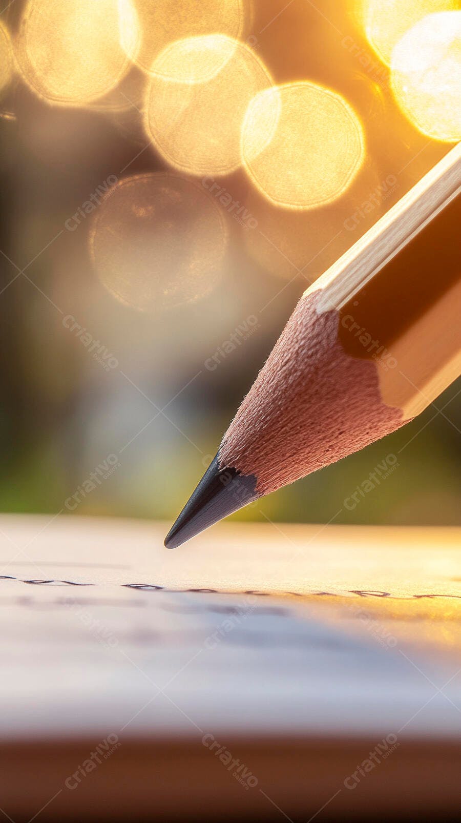 Lápis grafite escrevendo em papel amarelo