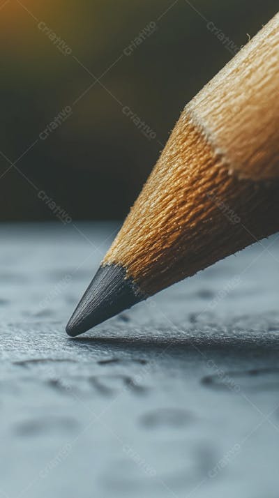 Close-up de um lápis escrevendo em papel com foco suave