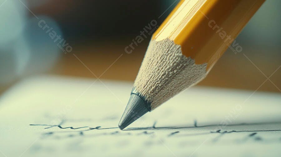 Lápis escrevendo em papel detalhe