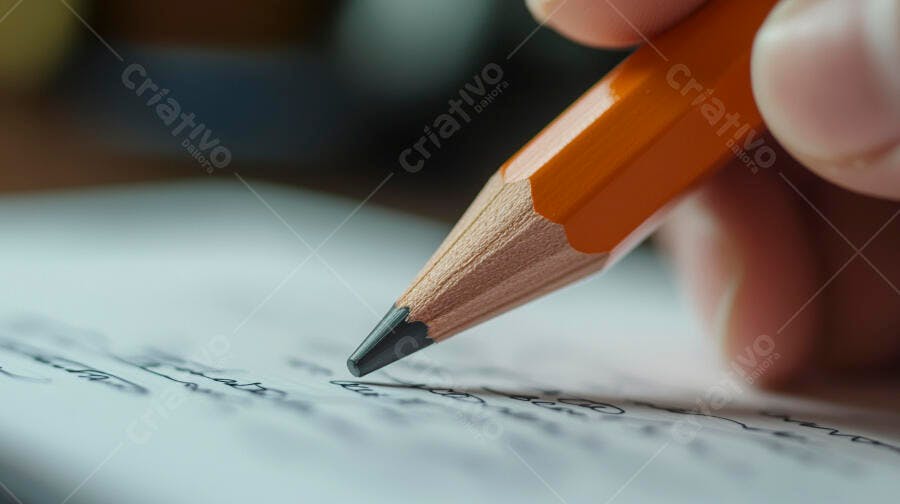 Lápis escrevendo em papel detalhes