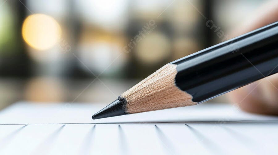 Lápis preto sobre papel linha