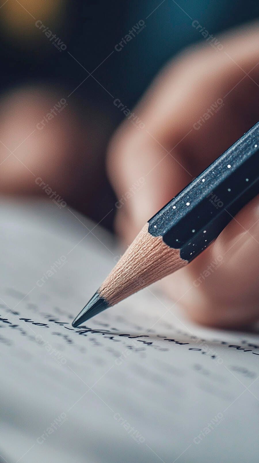 Lápis escrevendo em caderno