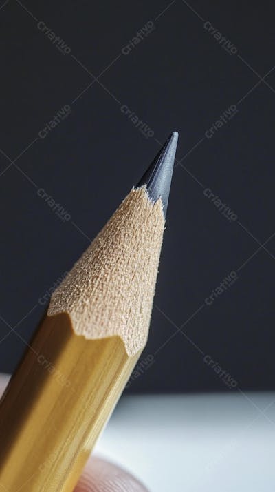 Close-up de um lápis escrevendo em papel com foco suave