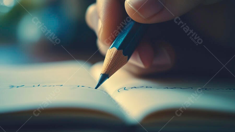 Mão escrevendo em caderno detalhes