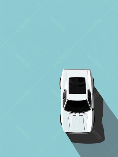 Carro esportivo clássico em arte minimalista com fundo azul