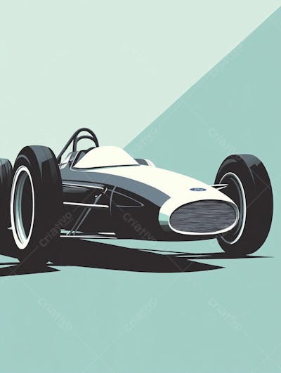 Carro esportivo clássico em arte minimalista com fundo azul