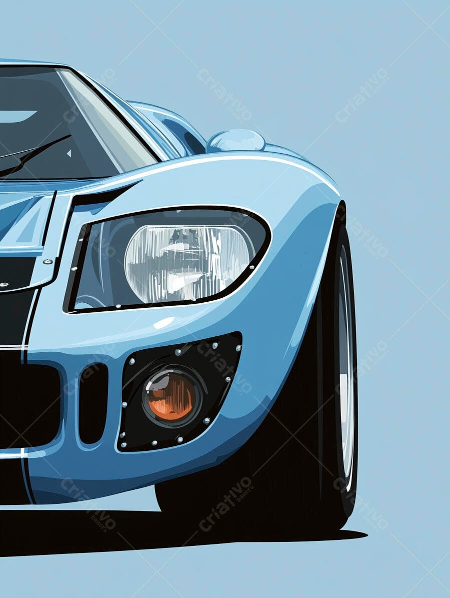 Ford GT40 Azul Claro Detalhe Frontal