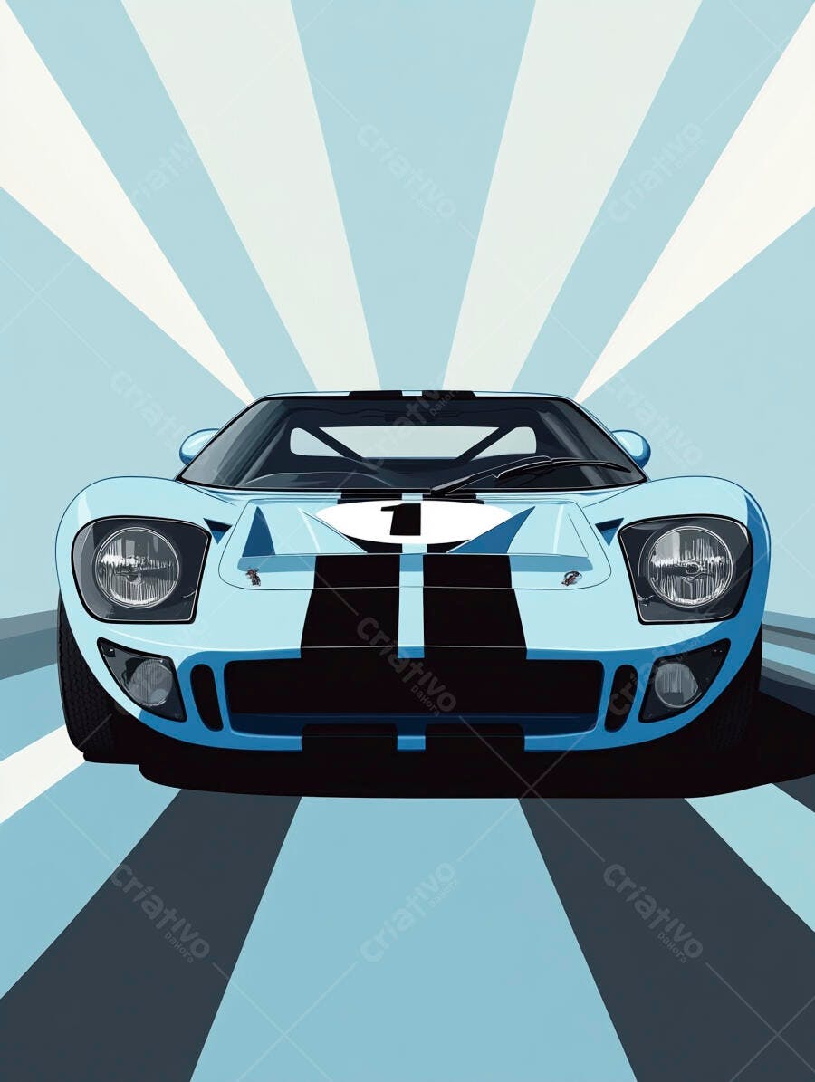 Ford GT40 Azul e Preto – Carro de Corrida Clássico
