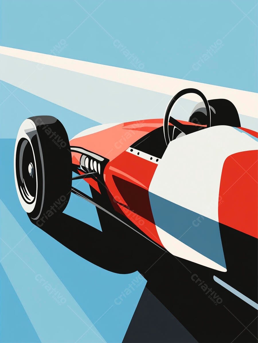 Carro de corrida vermelho e branco em alta velocidade