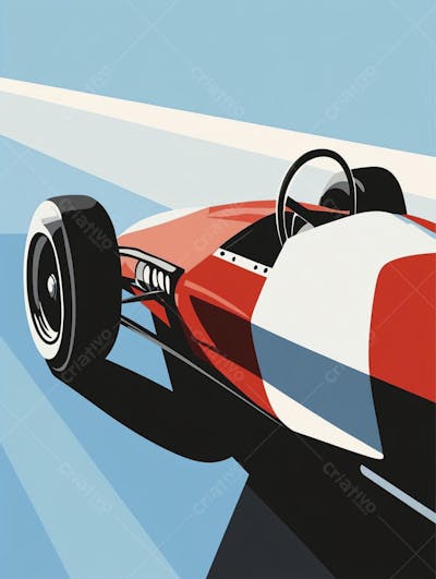 Carro esportivo clássico em arte minimalista com fundo azul