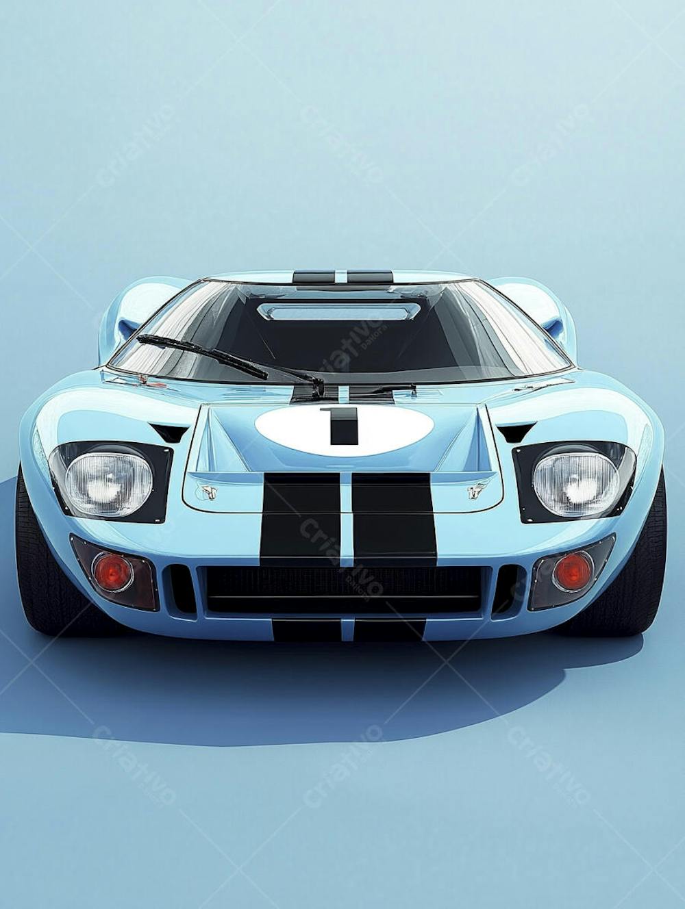 Carro esportivo clássico em arte minimalista com fundo azul