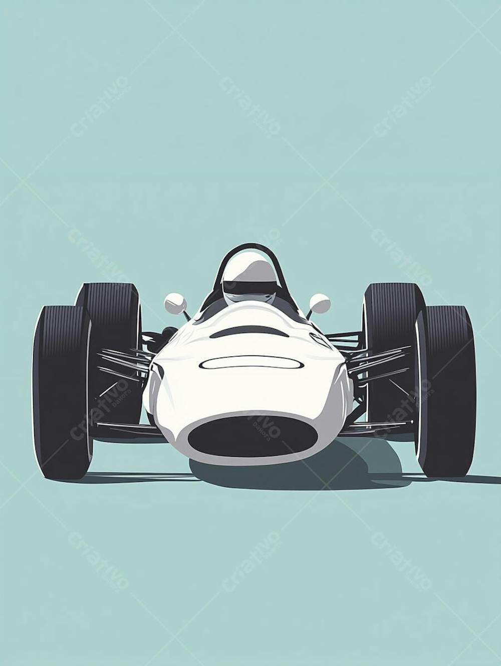 Carro esportivo clássico em arte minimalista com fundo azul