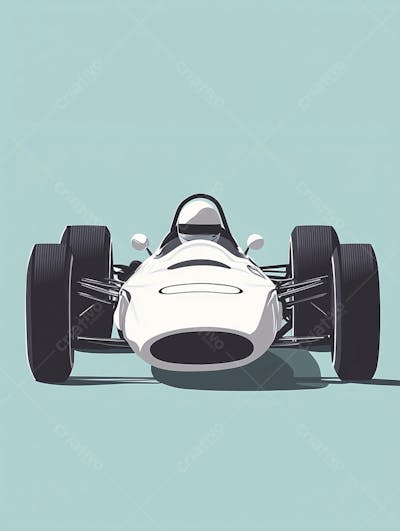 Carro esportivo clássico em arte minimalista com fundo azul