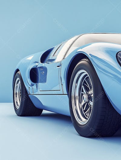 Carro esportivo clássico em arte minimalista com fundo azul