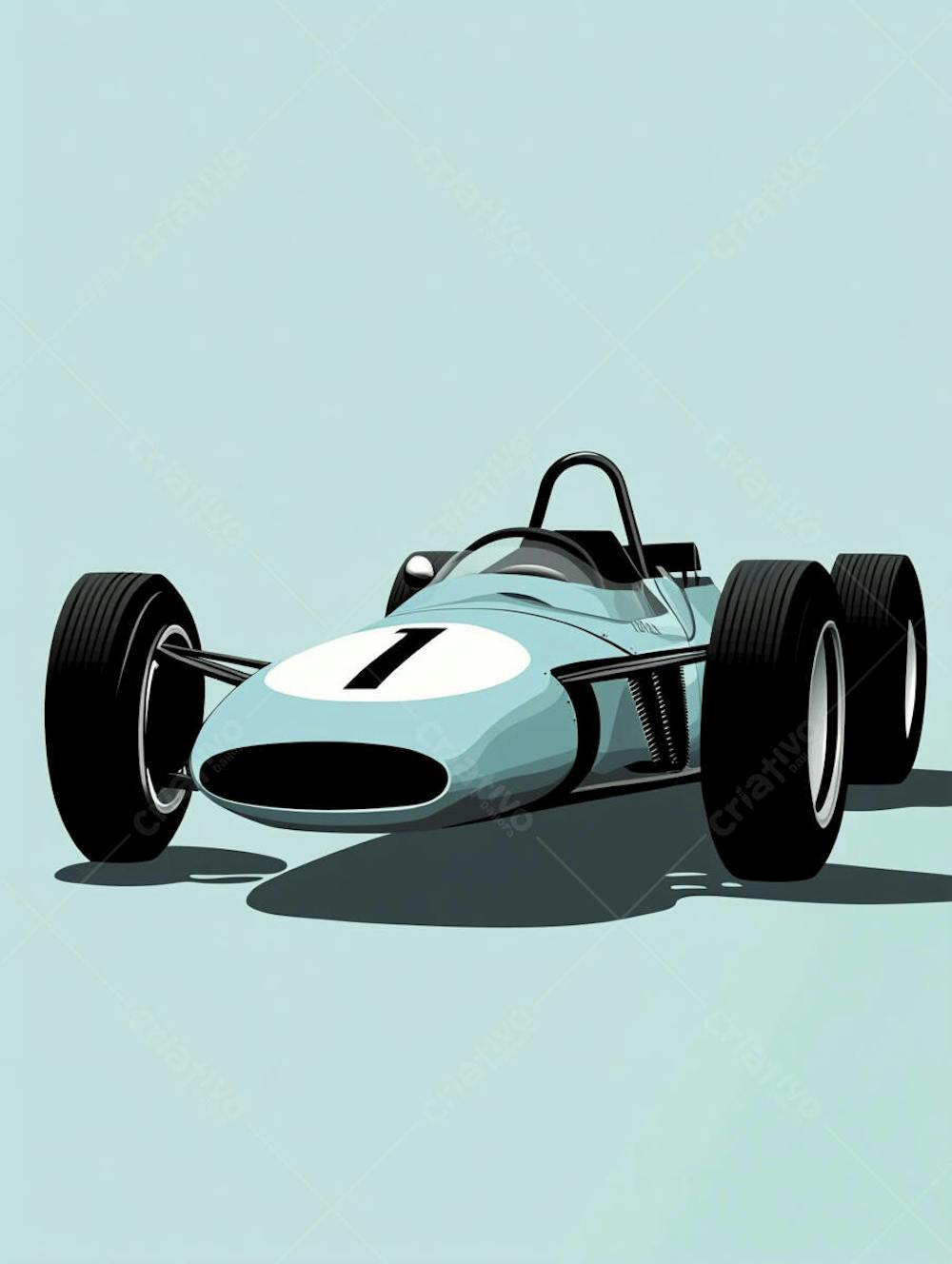 Carro esportivo clássico em arte minimalista com fundo azul