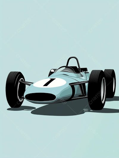 Carro esportivo clássico em arte minimalista com fundo azul