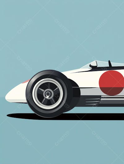 Carro esportivo clássico em arte minimalista com fundo azul
