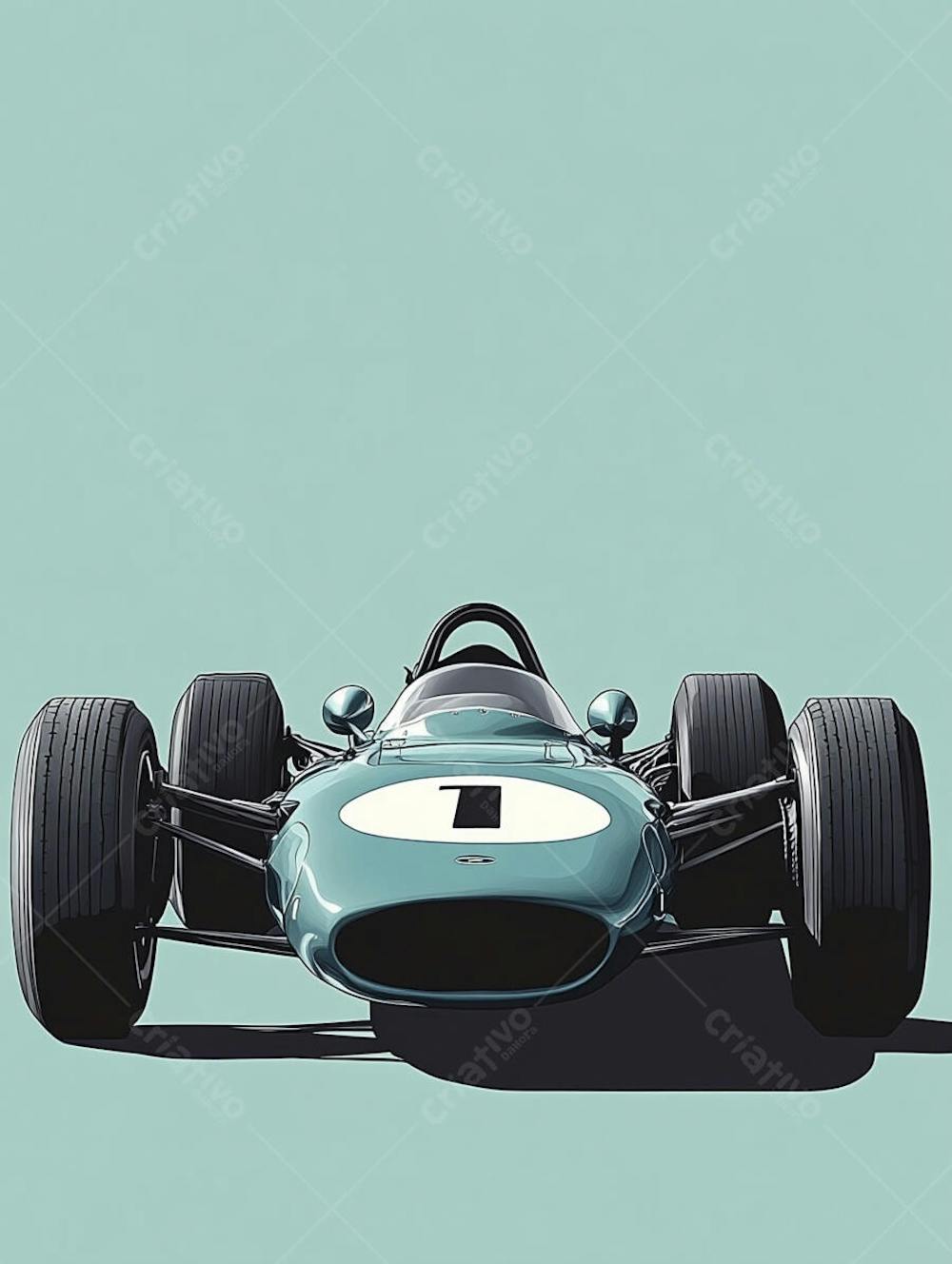 Carro esportivo clássico em arte minimalista com fundo azul
