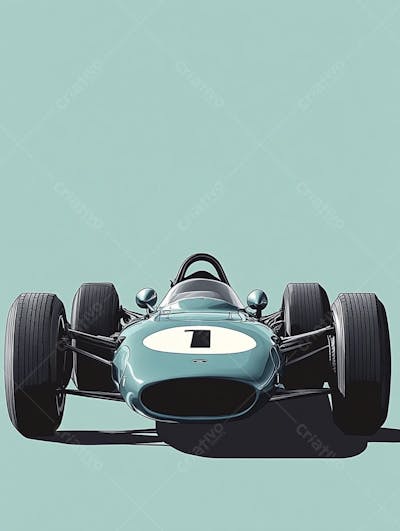 Carro esportivo clássico em arte minimalista com fundo azul