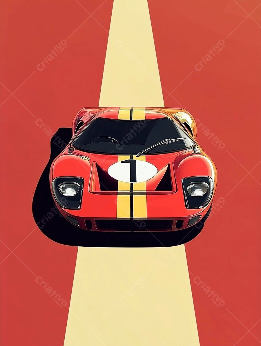 Ford GT40 Vermelho e Amarelo - Carro de Corrida Clássico