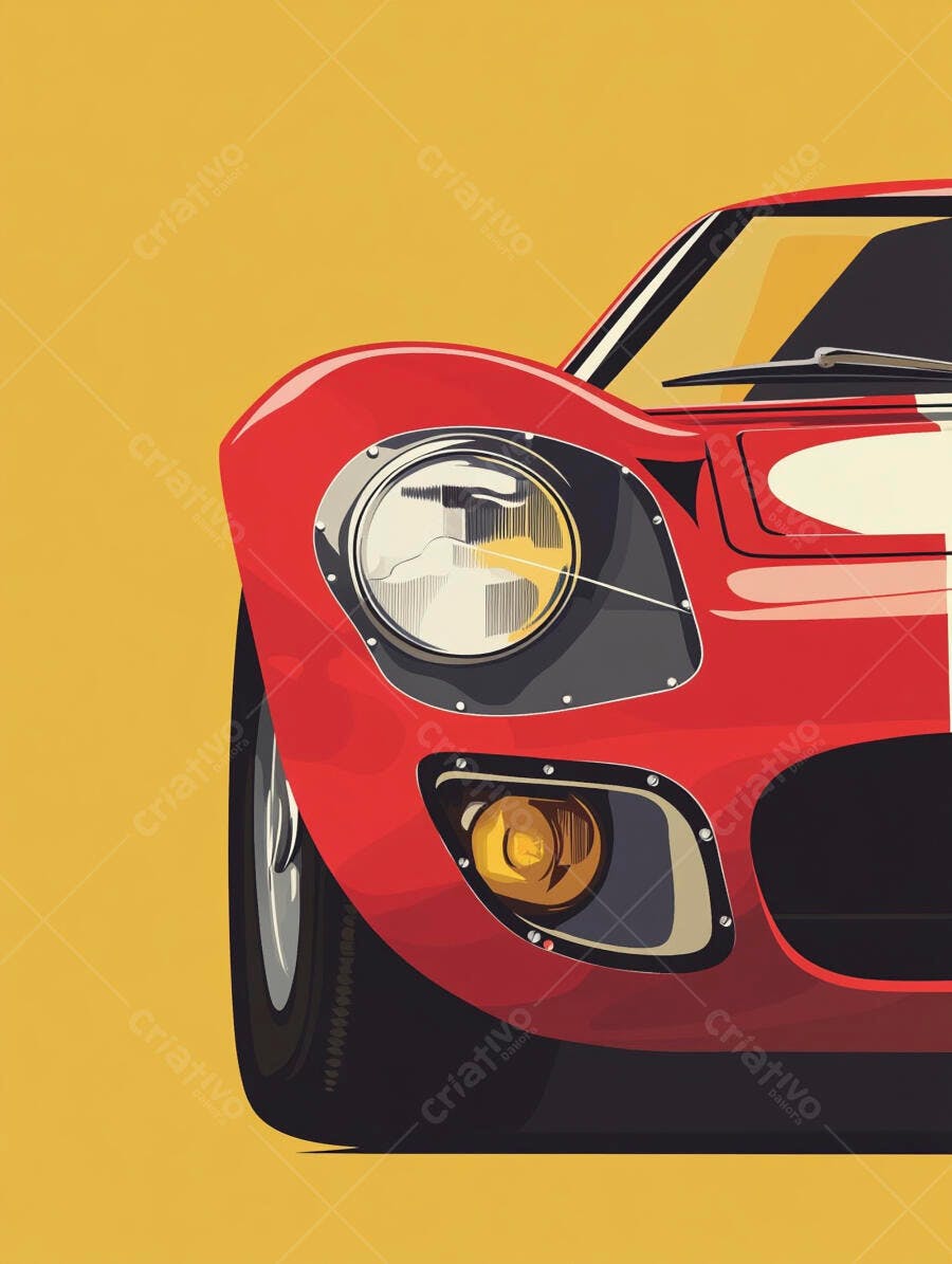 Carro esportivo vermelho clássico detalhe frontal