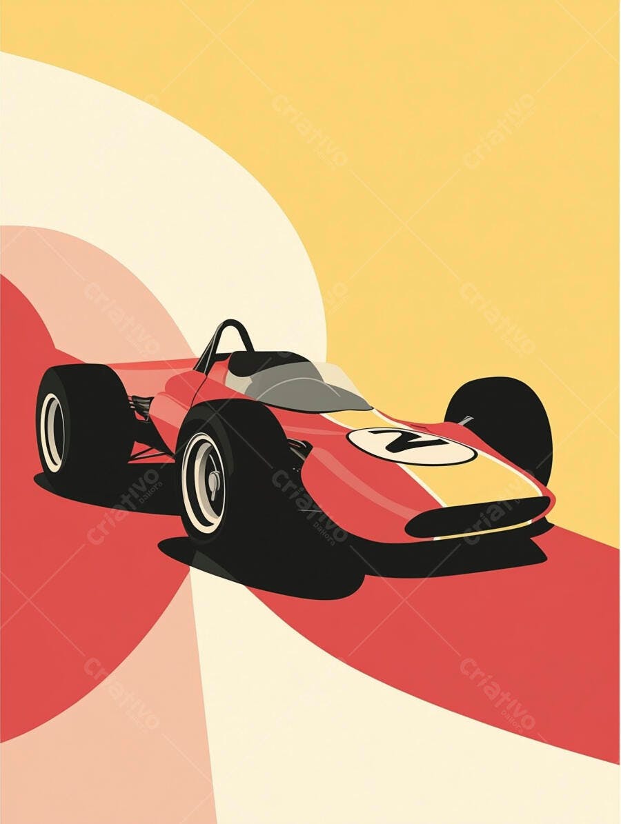 Carro de corrida vintage vermelho e amarelo