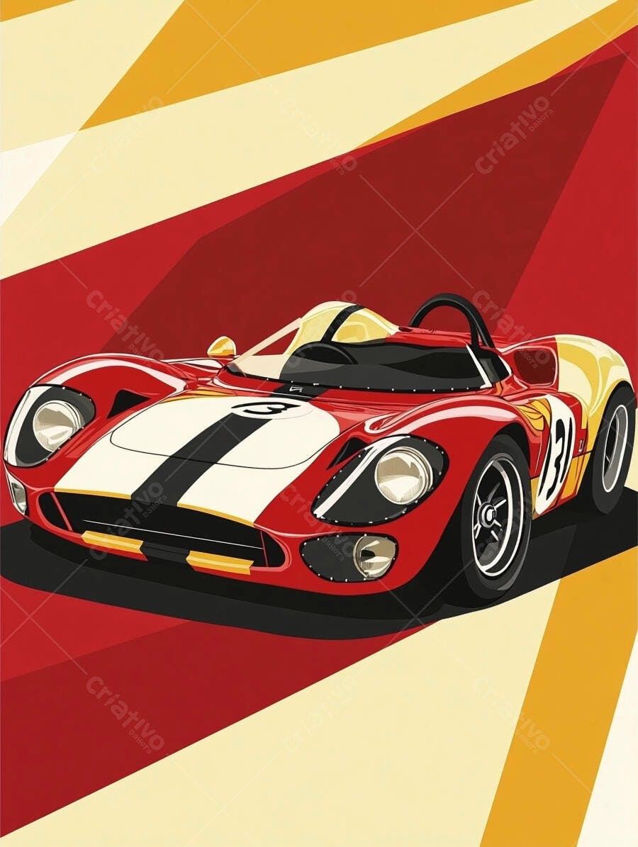 Carro de corrida vermelho vintage estilo retrô